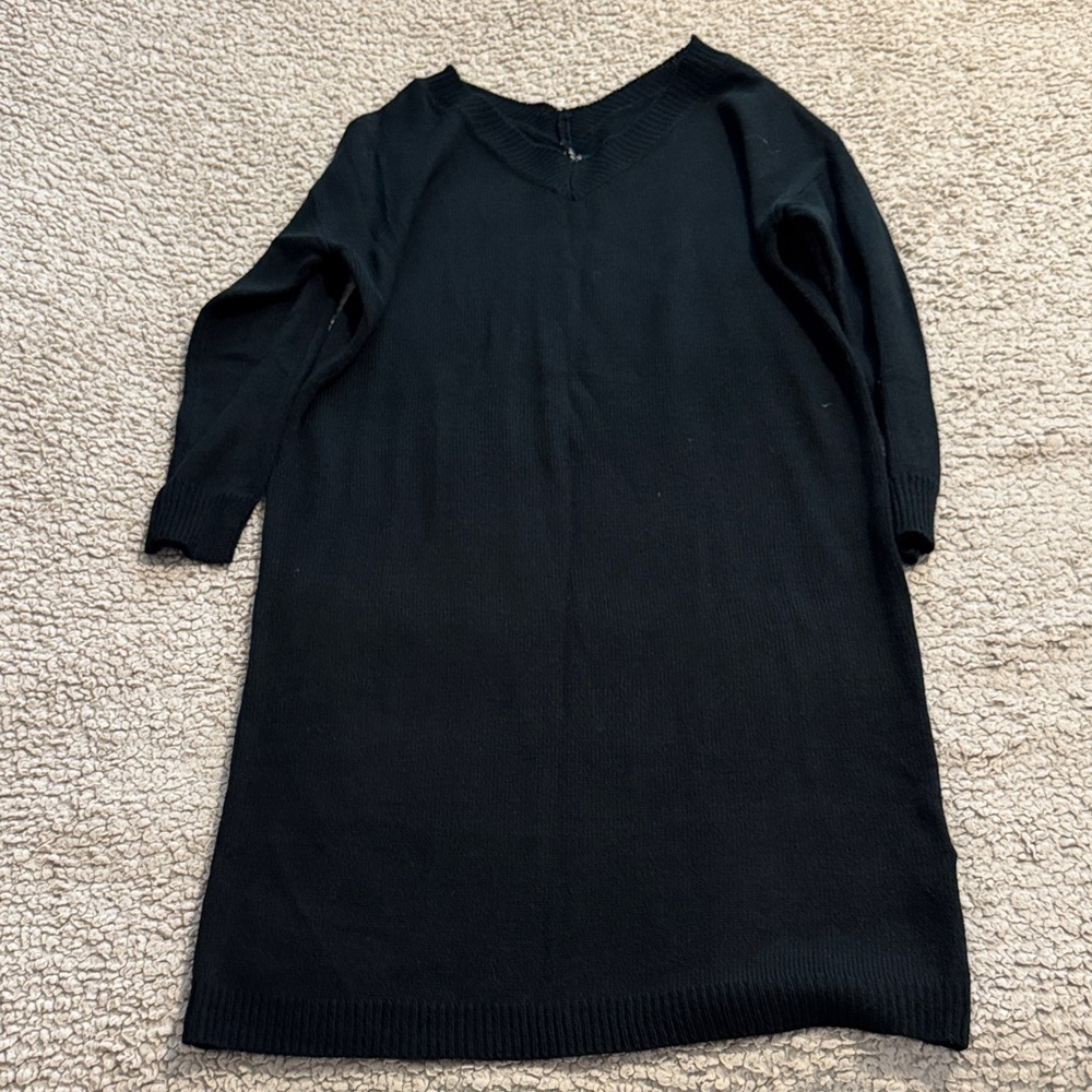 SHEIN Black Knit Sweater Dress